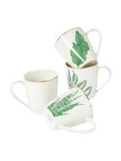 Westwing Collection Tasse porcelaine Fine Bone China motif tropical Timba, 4 élém., Ø 9 x 10 cm, 350 ml
