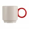 By On Tasse porcelaine grège/rouge Noor, 6 pièces, Ø 8 x haut. 8 cm, 250 ml