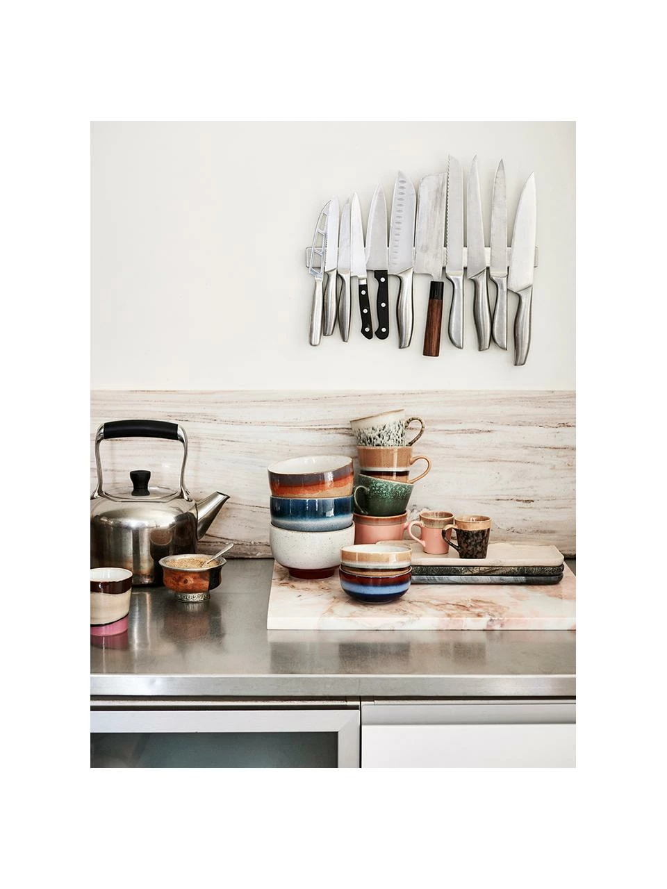 HKliving Tasse rétro en céramique faite main 70's, 4 élém., Ø 12 x haut. 9 cm, 300 ml 4 HKliving Tasse rétro en céramique faite main 70's, 4 élém., Ø 12 x haut. 9 cm, 300 ml – Image 2