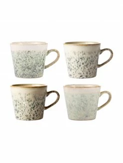 HKliving Tasse rétro faite main 70's, 4 pièces, Ø 12 x haut. 9 cm, 300 ml