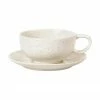 Broste Copenhagen Tasse rustique grès cérame faite main blanc crème Nordic Vanilla, avec sous-tasse, Ø 11 x haut. 5 cm, 250 ml