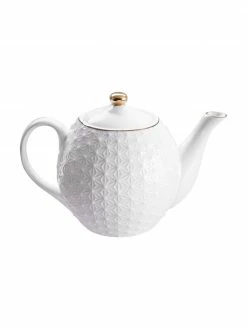 Théière blanche en porcelaine faite main Nippon, 1,3 L, 1,3 l