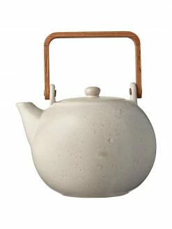 Bitz Théière en grès et anse en bois Bizz, 1,2 L