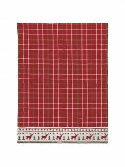 Villa D'Este Home Tivoli Torchon Noël Tartan Reindeer, larg. 50 x long. 70 cm