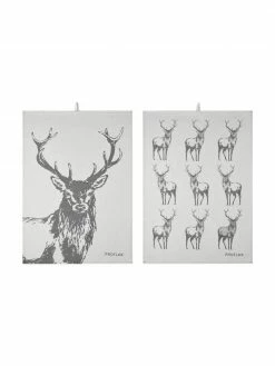 Proflax Torchons avec motif cerf Hjort, 2 élém., larg. 50 x long. 70 cm