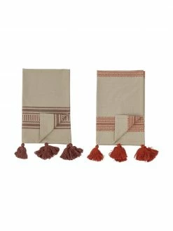 Bloomingville Torchons coton avec houppes Dali, 2 élém., larg. 45 x long. 70 cm -Cuisine Soldes 2022 Torchons coton avec houppes Dali 2 elem 2