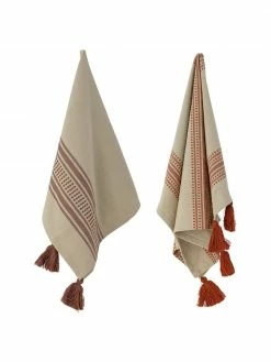 Bloomingville Torchons coton avec houppes Dali, 2 élém., larg. 45 x long. 70 cm -Cuisine Soldes 2022 Torchons coton avec houppes Dali 2 elem 4