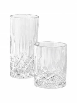 Westwing Collection Verre à cocktail cristal embosses décoratives George, 8 élém., Lot de différentes tailles