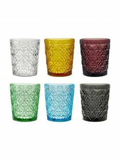 Villa D'Este Home Tivoli Verre à eau avec embossage décoratif Marrakech, 6 élém., Ø 8 x haut. 10 cm, 240 ml