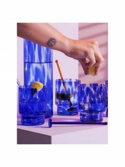 &k amsterdam Verre à eau bleu/transparent Tortoise, 4 pièces, Ø 8 x haut. 10 cm, 300 ml -Cuisine Soldes 2022 Verre a eau bleutransparent Tortoise 4 pieces 4