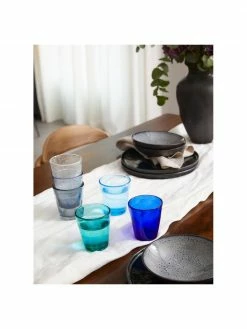Villa D'Este Home Tivoli Verre à eau différents tons bleus avec bulles d'air emprisonné Baita, 6 élém., Ø 9 x haut. 10 cm -Cuisine Soldes 2022 Verre a eau differents tons bleus avec bulles dair emprisonne Baita 6 elem 2