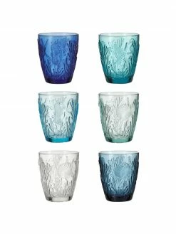 Villa D'Este Home Tivoli Verre à eau embossages corail Pantelleria, 6 élém., Ø 9 x haut. 10 cmDisponibilité limitée