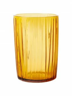 Bitz Verre à eau jaune relief rainuré Kusintha, 4 pièces, Ø 7 x haut. 10 cm