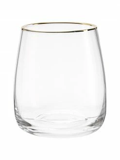 Westwing Collection Verre à eau soufflé bouche avec bord doré Ellery, 4 pièces, Ø 9 x haut. 10 cm