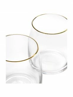 Westwing Collection Verre à eau soufflé bouche avec bord doré Ellery, 4 pièces, Ø 9 x haut. 10 cm -Cuisine Soldes 2022 Verre a eau souffle bouche avec bord dore Ellery 4 pieces 3