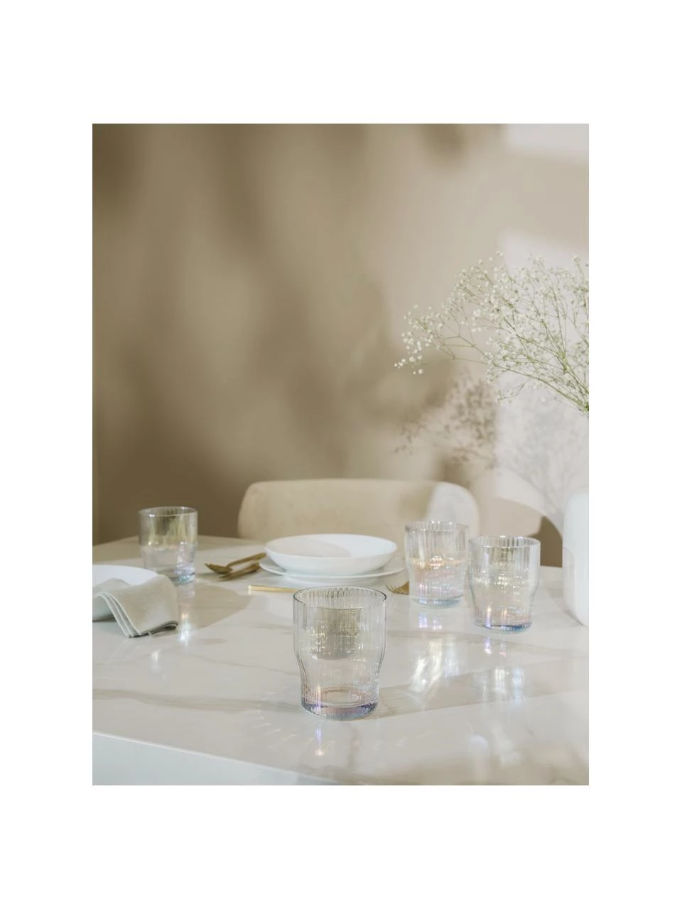 Westwing Collection Verre à eau soufflé bouche éclat nacré Juno, 4 pièces, Ø 9 x haut. 11 cm 4 Westwing Collection Verre à eau soufflé bouche éclat nacré Juno, 4 pièces, Ø 9 x haut. 11 cm – Image 2