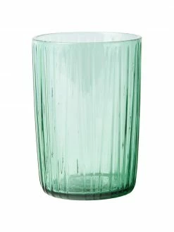Bitz Verre à eau vert à relief rainuré Kusintha, 4 pièces, Ø 7 x haut. 10 cm