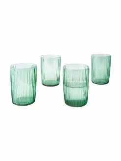 Bitz Verre à eau vert à relief rainuré Kusintha, 4 pièces, Ø 7 x haut. 10 cm -Cuisine Soldes 2022 Verre a eau vert a relief rainure Kusintha 4 pieces 4