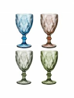 Westwing Collection Verre à vin avec embossage décoratif Colorado, 4 élém., Ø 9 x haut. 17 cm