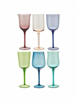 Bitossi Home Verre à vin bigarré soufflé bouche Diseguale, 6 élém., Ø 7 x haut. 24 cm, 250 ml