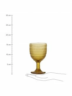 Bloomingville Verre à vin jaune embossé Blia, Ø 9 x haut. 16 cm, 345 ml -Cuisine Soldes 2022 Verre a vin jaune embosse Blia 2