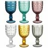 Villa D'Este Home Tivoli Verre à vin multicolore avec embossage décoratif, 6 élém., Ø 9 x haut. 17 cm