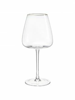 Westwing Collection Verre à vin rouge soufflé bouche avec bord doré Ellery, 4 pièces, Ø 11 x haut. 23 cm