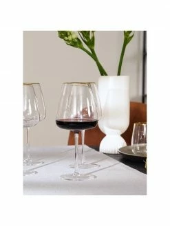 Westwing Collection Verre à vin rouge soufflé bouche avec bord doré Ellery, 4 pièces, Ø 11 x haut. 23 cm -Cuisine Soldes 2022 Verre a vin rouge souffle bouche avec bord dore Ellery 4 pieces 5