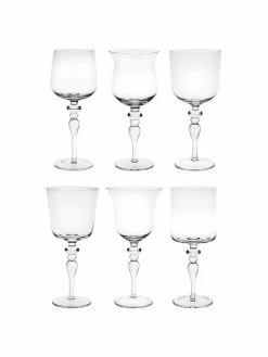 Bitossi Home Verre à vin soufflé bouche Diseguale, 6 pièces, Ø 8 x haut. 20 cm, 200 ml