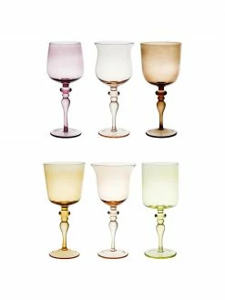 Bitossi Home Verre à vin soufflé bouche Diseguale, 6 pièces, Ø 8 x haut. 20 cm, 200 ml