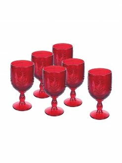 Villa D'Este Home Tivoli Verres à vin texturés rouge Aspen, 6 pièces, Ø 8 x haut. 17 cm, 240 ml -Cuisine Soldes 2022 Verres a vin textures rouge Aspen 6 pieces 3